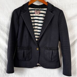 Juicy Couture Y2K Navy Blue Blazer Jacket Women Small One Button Cotton Blend